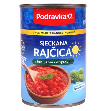 Image for product PODRAVKA Rajčica sjeckana s bosiljkom i origanom 400g