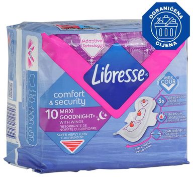 Image for product LIBRESSE maxi goodnight clip higijenski ulošci, 10 komada