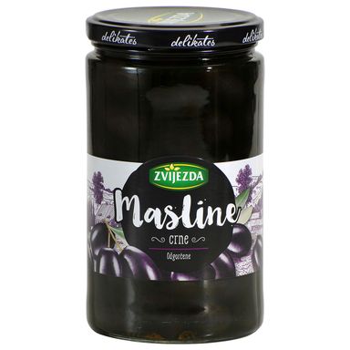 Image for product ZVIJEZDA Crne odgorčene masline 700ml, ocijeđena masa 400g