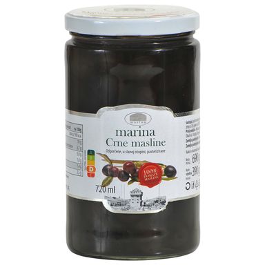 Image for product Masline crne s košticom 690g (ocijeđena masa 390g)