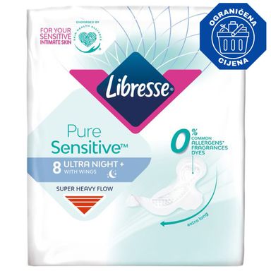 Image for product LIBRESSE Ulošci pure sensitive ultra night super 8 komada