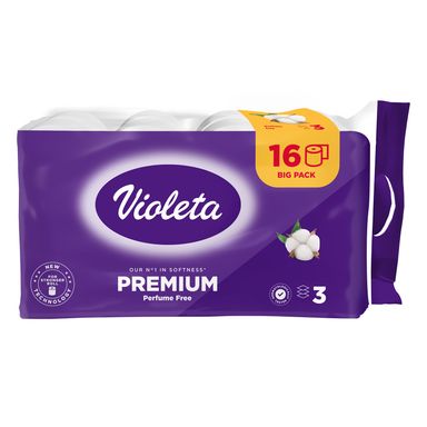 Image for product VIOLETA Toaletni papir premium natural pamuk bez boje i mirisa 3-slojni 16 komada