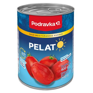 Image for product PODRAVKA Rajčica pelat oljuštena pasterizirana limenka 400g, ocijeđena masa 240g