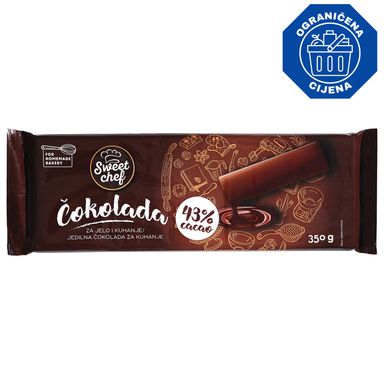 Image for product SWEET CHEF Čokolada za kuhanje 43% 350g