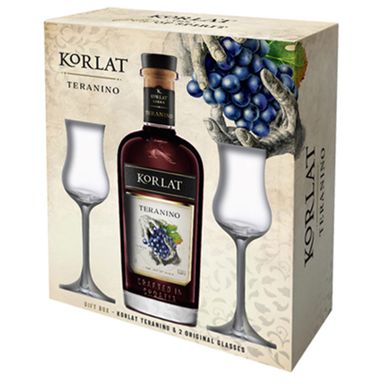 Image for product KORLAT Poklon paket liker teranino vap 0.7l 16% s 2 čaše