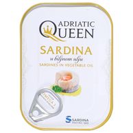 ADRIATIC QUEEN SARDINA POSTIRA Sardina u biljnom ulju 105g (ocijeđena masa 73.5g)