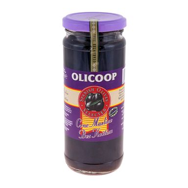 Image for product OLICOOP Crne masline bez koštica španjolske 450g staklenka