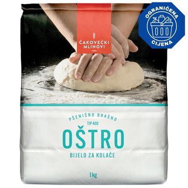 Image for product ČAKOVEČKI MLINOVI Brašno oštro pšenično t-400 za kolače 1kg
