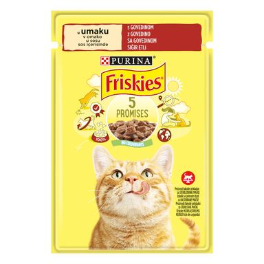 Image for product FRISKIES Mokra hrana za mačke, govedina u umaku 85g