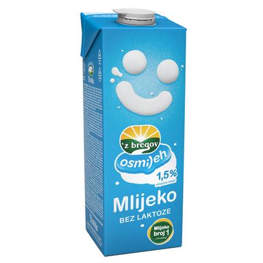 Image for product Z’BREGOV Uht mlijeko bez laktoze 1.5% m.m. 1l