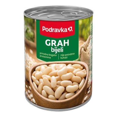 Image for product PODRAVKA Bijeli grah, limenka 400g (ocijeđena masa 230g)
