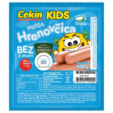 Image for product CEKIN Pileće hrenovčice kids 100g