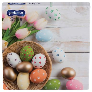 Image for product PALOMA Uskrsne salvete s motivom košare 4 troslojne 33x33cm