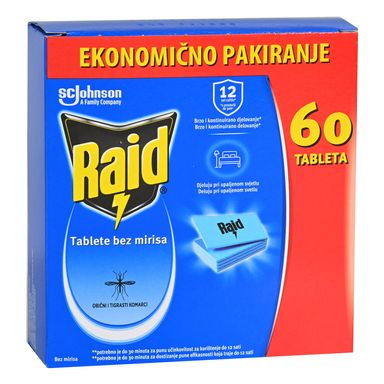 Image for product RAID Laminirane tablete za električni aparat protiv komaraca 60 komada
