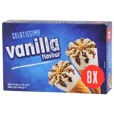 Image for product GELATISSIMO Sladoled kornet vanilija 8x110ml