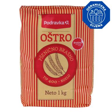 Image for product PODRAVKA Pšenično brašno oštro tip 400 1kg