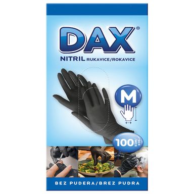 Image for product DAX Rukavice nitril bez pudera crne m, 100 komada