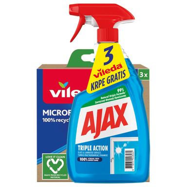 Image for product AJAX Sredstvo za čišćenje prozora i stakla 750ml + krpa vileda 3 komada