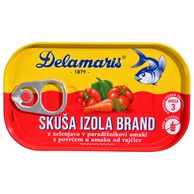 DELAMARIS Skuša izola brand s povrćem u umaku, bez glutena 125g (ocijeđena masa 51.25g)