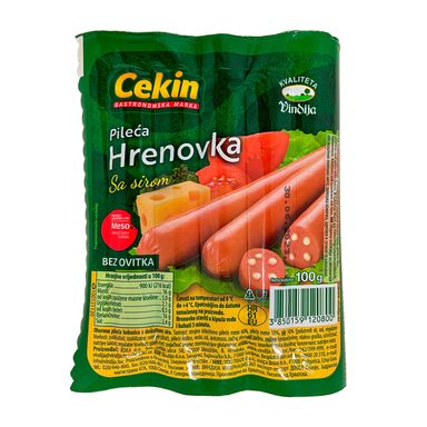 Image for product CEKIN Pileće hrenovke sa sirom 100g