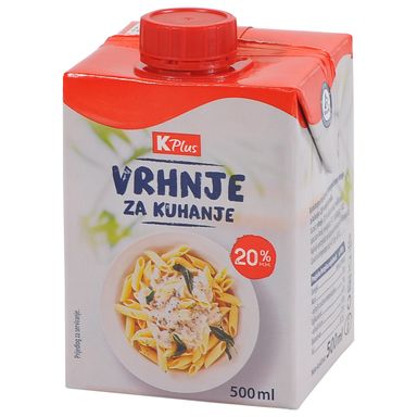 Image for product K PLUS Vrhnje za kuhanje 500ml 20%