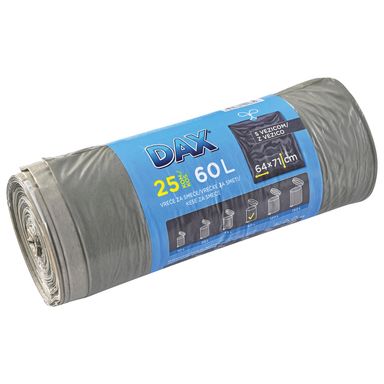 Image for product DAX Vreća za smeće niske gustoće vezica elastična 60l 25 komada
