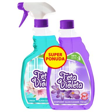 Image for product TETA VIOLETA Sredstvo za čišćenje stakla fresh & sympathy 750ml i punjenje 750ml