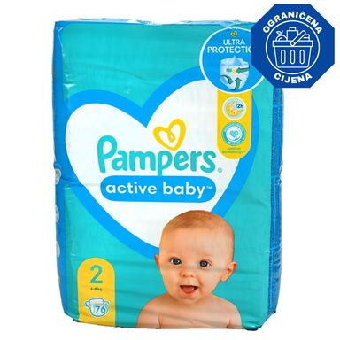 Image for product PAMPERS Pelene active baby dry maxi pack veličina 2 (4-8kg), 76 komada