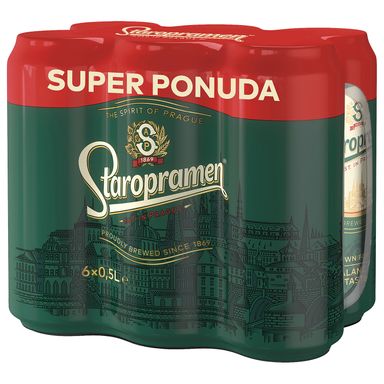 Image for product STAROPRAMEN Pivo svijetlo lager 5% 6x0,5l limenka multipack