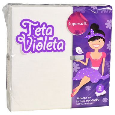 Image for product VIOLETA Papirnate salvete super soft bijele 2-slojne 38x38cm 25 komada