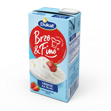 Image for product DUKAT BRZO & FINO Vrhnje za šlag 33% mliječne masti 500g
